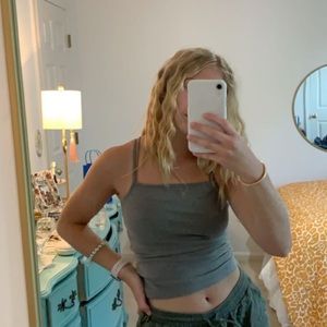 Grey spaghetti strap tank